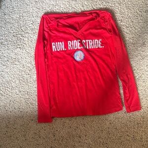 Red Long Sleeve Shirt with Slogan
